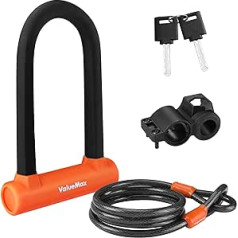 ValueMax U-Lock velosipēds, U velosipēda slēdzene ar 1,8 m tērauda kabeli, ar kronšteinu, 2 atslēgām, 2 vienā velosipēdiem, motocikliem, MTB, e-velosipēdiem