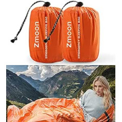 Zmoon Emergency Sleeping Bag 2 Pack Lightweight Survival Sleeping Bags Thermal Bivy Sack Portable Emergency Blanket for Camping, Hiking, Outdoor, Activities