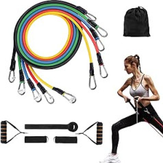 SeeKool Resistance Bands Widerstandbänder Set mit 5 Übungsbänder, Widerstandskreisen, Griffen, Türanker, Knöchelriemen und Tragetasche, für Muskelaufbau Yoga Pilates Physiotherapie Gymnastik