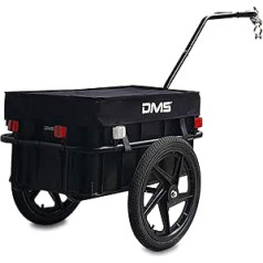 DMS® dviračio priekaba, krovinio priekaba, rankinis vežimėlis su aukšta grąžulu, transportavimo dėžė su 70 litrų tūrio, maks. 60 kg, dviračių rutulinė jungtis su 26–28 colių FH-01