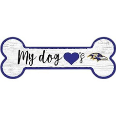 Fanu radījumi NFL Baltimore Ravens Unisex Baltimoras Ravens Dog Bone Sign Team krāsa, 6 x 12 cm