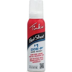 TINK'S #1 Doe-P Hot Shot Doe Mist | 85 ml izsmidzināmā pudele | 100% tīrs ne-estrusu stirnu urīns visiem gadalaikiem | Medību piederumi | Viegli lietojams, aerosols no visa leņķa