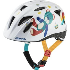 ALPINA XIMO - viegla, droša un neplīstoša velosipēda ķivere ar papildu LED apgaismojumu bērniem, balts lāča spīdums, 49-54 cm