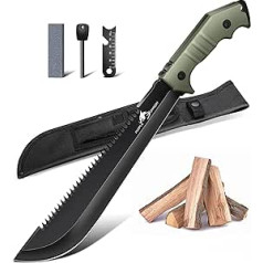 Purple Dragon Large Outdoor Knife with Sheath, Full Tang Hunting Knife Made of One Piece D2 Steel, Survival for Sawing Wood, Bushcraft Outdoor, Gifts for Men