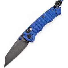 Joa Outdoor Black Folding Knife Small Pocket Knife Mini Sharp Steel Metal Practical Handy Multi edc Hand Tools Aluminium Lightweight Hiking Knife with Blue Non-Slip Handle