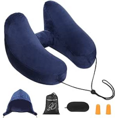 EPROICKS Neck Pillow Inflatable Travel Pillow for Travel Airplane Train Car Office (Navy)