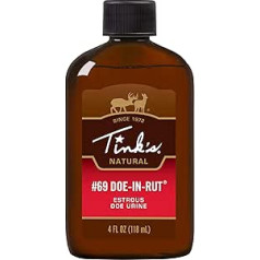 Tink's #69 Doe-in-Rut Buck Bait | 3 iepakojumi | 4 Fl Oz pudeles | 100% dabīgs brieža urīns | Briežu medību piederumi, briežu pievilcības līdzeklis, rukšu medību smarža | viegli lietojams aerosola vāciņš