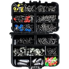 177/263 Piece Fishing Tackle Set with Terminal Tackle Box, including Jig Hooks, Countersink Weights, Barrel Snap Swivels, Ball Floats, Line Stopper, Glow Beads, Sinker, Fishing for Men