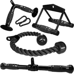 A2ZCARE Cable Machine Accessories for Weightlifting, LAT Pull Down Attachment V Handle, V-shaped Bar, Triceps Rope, Rotating Straight Bar