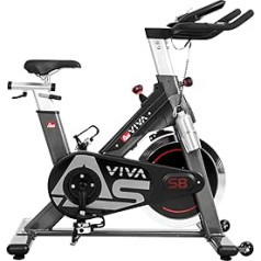 AsViva Indoor Cycle S8 Pro, ātrgaitas velosipēds ar Bluetooth lietotnes vadību, fitnesa velosipēds, velotrenažieris (ieskaitot nospiežamus pedāļus), siksnas piedziņa