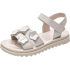 Toddler Girls Sandals Summer Outdoor Slēgts purngals Mīksta gumijas zole Pludmales Ūdens apavi Kleita Princeses Plakanie deju apavi meitenēm (bēšs, 28,5 g. bērns)