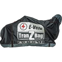 TranZbag E-Velo velosipēdu transportēšanas soma, E-velosipēdu transportēšanas aizsardzība 26 līdz 29+ collu riteņiem (saliekams, minimālais iepakojuma izmērs, plecu siksna, universāls, dubultā rāvējslēdzējs), melna