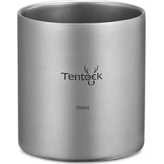 Tentock Portable Titanium Cup Tea Water Cup with Double-Walled Ultralight Outdoor Mini Titanium Mug for Camping Picnic Hiking Travel 350 ml / 450 ml (350 ml)