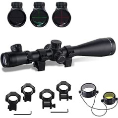 FOCUHUNTER Rifle Scope Air Rifle 3.5-10 x 50 mm Softair Sniper Rifle Scope Red Illuminated Reticle with 20 mm/11 mm Mounting for Crossbow Rifle Hunting