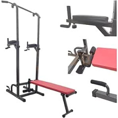 FFITNESS FLMD2163 Power Tower Dip Bar with Pull-Up Bar Training Station Chin Up Sit Up Pair Parallel Multifunctional Equipment Home Gym Fitness Home