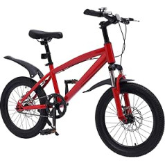 18 Inch Children's Bikes, Red MTB Children's Bikes, Cruiser Boys with Mudguard and Reflectors, Children's Bike, Mountain Bike for Girls and Boys