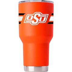 Gametime Sidekicks Oklahoma State tumši oranža krūze 850 ml oficiāli licencēta 18/8 nerūsējošā tērauda dubultsiena vakuuma izolēta UV LED apdrukāta logotipi bez sviedriem, paliek karsts/auksts — 360