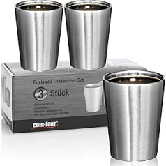 com-four® Stainless Steel Drinking Cup - Coffee Stainless Steel Mug - Thermal Drinking Cup Made of High Quality Stainless Steel - Shatterproof Camping Mug - Double-Walled Insulated Cup - BPA (Bisphenol-A)-Free