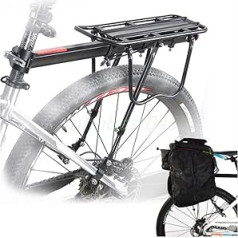 Wisfor Pannier Rack kalnu velosipēds, Pannier bagāžnieks 26-29 collu velosipēdam, Regulējams alumīnija sakausējuma velosipēdu bagāžnieks aizmugurē ar atstarotāju, ātrā atlaišana un montāža, maksimālā slodze 50 kg