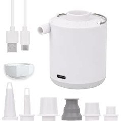 XINBAOHONG mini gaisa sūknis, pārnēsājams, kempings, viegls, mazs inflatora/deflatora sūknis ar 1600 mAh akumulatoru, USB uzlādējams, baseinam, peldbaseinam, gaisa gulta, gaisa matracis, peldbaseins