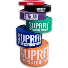 Suprfit Strength Band — dažādu stiprumu pretestības lentes, pretestības josla CrossFit, freeletics un spēka treniņiem, materiāls: latekss, stiprība: īpaši viegla (2,2 kg) līdz īpaši spēcīga (73 kg)