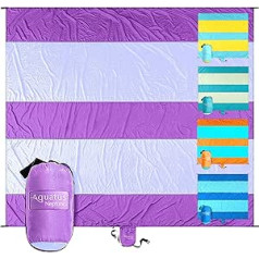 AQUATUS Beach Blanket Sandproof Extra Large Oversized 10ft by 9ft for 7 Adults Best Beach Mat Accessories for Vacation, Camping, Picnics, Travel, Hiking, Festivals, and Events (Neptune)