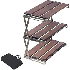 Camping Shelf, 3-Layer Foldable Storage Shelves for Camping, Camping Desktop Storage Shelf, Robust Camping Accessories Made of 304 Stainless Steel for the Backyard, Indoor Outdoor Hiking, Camping