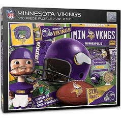 YouTheFan 0951407 Retro Series NFL Minesota Vikings Puzle, 500 gabalu komandas krāsas, viens izmērs