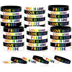 30 Pieces Rainbow Pride Bracelets Gay Pride Silicone Bracelet LGBT Accessories Love Gay Lesbian Rainbow Bracelets Sports Rubber Bracelets Gifts for Gay Party Decorations Accessories