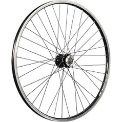 Taylor-Wheels 26 collu velosipēda priekšējais ritenis Schürmann dobās kameras loks, 6 caurumu disks, melns