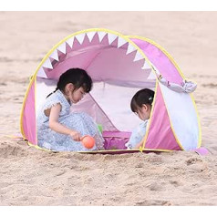 Free Swimming Baby Pop Up Baby Beach Tent with Pool, Portable Shark Sunshade Tent with UPF 50+ Sun Protection for Toddlers 3-72 Months (Pink)