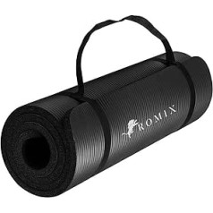 ROMIX jogos kilimėlis 15 mm (183 x 80 cm) storas minkštas gimnastikos kilimėlis, neslystantis aplinkai, putplasčio padas Fitness kilimėlis vyrams Moterų pilateso meditacijos treniruotės Namų sporto salė Kelionės lauke