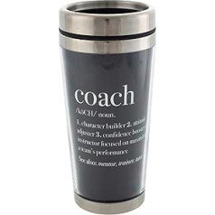 Elanze Designs Coach Definition 16 oz nerūsējošā tērauda ceļojumu krūze ar vāku, melna