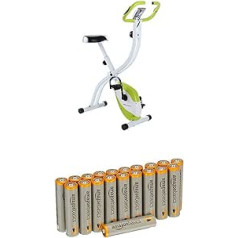 Ultrasport F-Bike 150 velotrenažieris ar rokas pulsa sensoriem, fitnesa velosipēds ar treniņu datoru un rokas pulsa sensoriem, salokāms, oranžs ar Amazon Basics baterijām