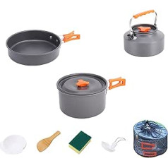 GAUDIO Camping Cookware Set, Camping Pot, Campfire Utensils, Lightweight Stackable Camping Tableware with Storage Bag for Outdoor Hiking (Size : Large)