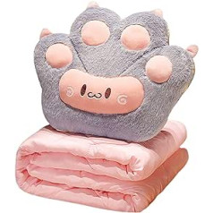 Limitoll Travel Pillow and Blanket Set Travel Pillow Cute Stuffed Hug Pillow Travel Tools for Flying Cat Paw Shape