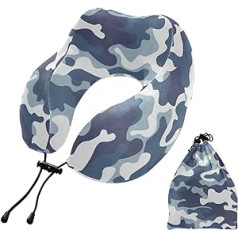 YOUJUNER Travel Pillow Camouflage Blue Camo Memory Foam Neck Pillow Support Pillow Neck Pillow