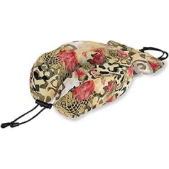 QMIN Leopard Print Rose Petal Travel Pillow Atmiņas putas kakla atbalstam U formas spilvens Ergonomisks kakla spilvenu ceļojumu komplekts tālsatiksmes gaisa kuģu autovilcienam