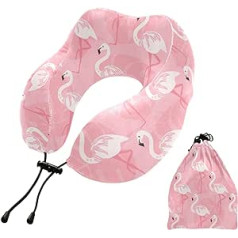 Mnsruu Neck Pillow Pink Flamingos Travel Pillow Memory Foam Travel Pillow for Sleeping Aeroplane Portable Neck Travel Pillow Aeroplane Pillow Travel Essentials