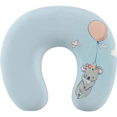 Oudrspo Koala with Balloon Neck Pillow for Sleeping, U Shaped Travel Pillow, Neck Support Pillow, Airplane Pillow for Home and Office