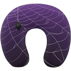 Oudrspo zirnekļa tīkli uz violeta kakla spilvena gulēšanai, U formas ceļojumu spilvens, kakla atbalsta spilvens, lidmašīnas spilvens mājām un birojam