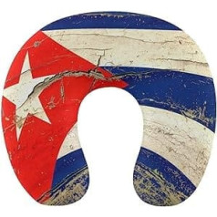 Oudrspo Flag of Cuba on a Wall of Old Wood Neck Pillow for Sleeping, U Shaped Travel Pillow, Neck Support Pillow, Airplane Pillow for Home and Office