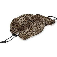 QMIN Travel Pillow Leopard Animal Skin Print Memory Foam Kakla spilvens U formas spilvens Ergonomisks kakla spilvena ceļojumu komplekts tālsatiksmes lidmašīnu autovilcienam