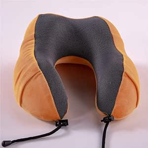 SMSOM Travel Pillow Memory Foam Neck Pillow for Airplane Travel Pillow with Pocket Hump Support, Ideal for Travel and Flight (Black) (Color : A)