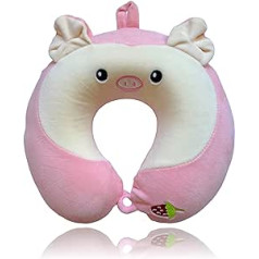 MCIX Neck Pillow for Travel, Neck Pillow | Made of Memory Foam, Travel Pillow with Removable Cotton Cover for Airplane, Car, Office. (Pig 1)