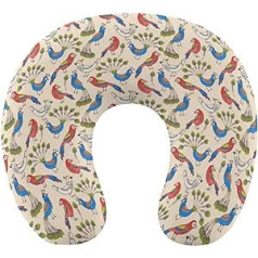 Parrot Peacock Travel Pillow Pārnēsājams kakla spilvens U formas spilvena automašīnas galvas balsts vīriešiem un sievietēm