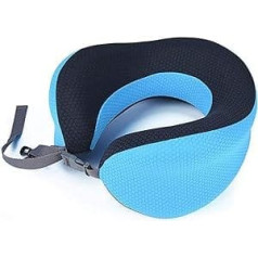 YMZ U Travel Pillow atmiņas putu kakla spilvens ceļojumiem, kakla atbalsta spilvenu ceļojumu komplekts, kompakts un elpojošs, pārnēsājams ceļojumu spilvens (pelēks) zils, zils viens izmērs