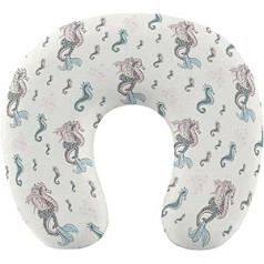 Mermaid Seahorse Pattern Travel Pillow Pārnēsājams kakla spilvens U formas spilvena automašīnas galvas balsts sievietēm vīriešiem