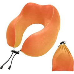 MCHIVER Orange Gradient Neck Pillow for Sleeping Memory Foam Travel Pillow with Storage Bag Adjustable Soft Head and Neck Support Pillow for Camping, Travel, Airplane, Travel, Essentials