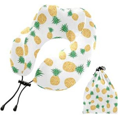 MCHIVER Pineapple Neck Pillow for Sleeping, Memory Foam Travel Pillow with Storage Bag, Adjustable, Soft Head and Neck Support Pillow for Travel, Airplane, Camping, Travel Essentials